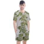 Watercolor Leaves Branch Nature Plant Growing Still Life Botanical Study Men s Mesh T-Shirt and Shorts Set