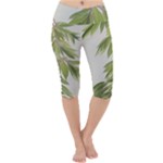 Watercolor Leaves Branch Nature Plant Growing Still Life Botanical Study Lightweight Velour Cropped Yoga Leggings