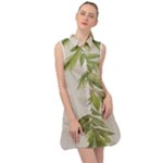 Watercolor Leaves Branch Nature Plant Growing Still Life Botanical Study Sleeveless Shirt Dress