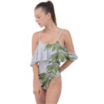 Watercolor Leaves Branch Nature Plant Growing Still Life Botanical Study Drape Piece Swimsuit