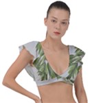 Watercolor Leaves Branch Nature Plant Growing Still Life Botanical Study Plunge Frill Sleeve Bikini Top
