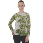 Watercolor Leaves Branch Nature Plant Growing Still Life Botanical Study Women s Long Sleeve Raglan T-Shirt