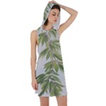 Watercolor Leaves Branch Nature Plant Growing Still Life Botanical Study Racer Back Hoodie Dress