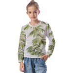 Watercolor Leaves Branch Nature Plant Growing Still Life Botanical Study Kids  Long Sleeve T-Shirt with Frill 