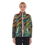 Outdoors Night Setting Scene Forest Woods Light Moonlight Nature Wilderness Leaves Branches Abstract Women s Bomber Jacket