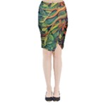 Outdoors Night Setting Scene Forest Woods Light Moonlight Nature Wilderness Leaves Branches Abstract Midi Wrap Pencil Skirt