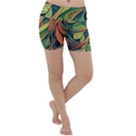 Outdoors Night Setting Scene Forest Woods Light Moonlight Nature Wilderness Leaves Branches Abstract Lightweight Velour Yoga Shorts