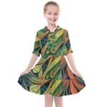 Outdoors Night Setting Scene Forest Woods Light Moonlight Nature Wilderness Leaves Branches Abstract Kids  All Frills Chiffon Dress