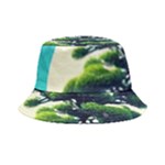 Pine Moon Tree Landscape Nature Scene Stars Setting Night Midnight Full Moon Bucket Hat