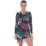 Night Sky Nature Tree Night Landscape Forest Galaxy Fantasy Dark Sky Planet Asymmetric Cut-Out Shift Dress