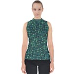 Squares cubism geometric background Mock Neck Shell Top
