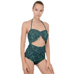 Squares cubism geometric background Scallop Top Cut Out Swimsuit