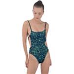 Squares cubism geometric background Tie Strap One Piece Swimsuit