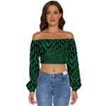 Confetti Texture Tileable Repeating Long Sleeve Crinkled Weave Crop Top