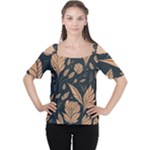 Background Pattern Leaves Texture Cutout Shoulder T-Shirt