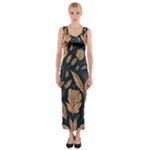 Background Pattern Leaves Texture Fitted Maxi Dress