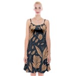 Background Pattern Leaves Texture Spaghetti Strap Velvet Dress