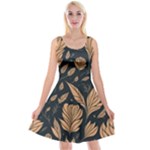 Background Pattern Leaves Texture Reversible Velvet Sleeveless Dress