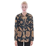 Background Pattern Leaves Texture Womens Long Sleeve Shirt