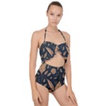 Background Pattern Leaves Texture Scallop Top Cut Out Swimsuit