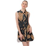 Background Pattern Leaves Texture Sleeveless Shirt Dress