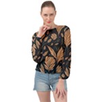 Background Pattern Leaves Texture Banded Bottom Chiffon Top