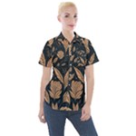 Background Pattern Leaves Texture Women s Short Sleeve Pocket Shirt