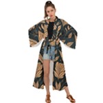 Background Pattern Leaves Texture Maxi Kimono
