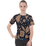 Background Pattern Leaves Texture Women s Sport Raglan T-Shirt