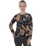 Background Pattern Leaves Texture Women s Long Sleeve Raglan T-Shirt