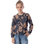 Background Pattern Leaves Texture Kids  Long Sleeve T-Shirt with Frill 