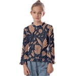 Background Pattern Leaves Texture Kids  Frill Detail T-Shirt
