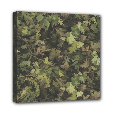 Green Camouflage Military Army Pattern Mini Canvas 8  x 8  (Stretched) from UrbanLoad.com