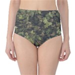 Green Camouflage Military Army Pattern Classic High-Waist Bikini Bottoms
