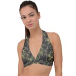 Green Camouflage Military Army Pattern Halter Plunge Bikini Top