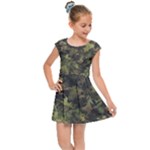 Green Camouflage Military Army Pattern Kids  Cap Sleeve Dress