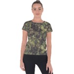 Green Camouflage Military Army Pattern Short Sleeve Sports Top 