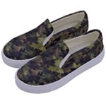 Green Camouflage Military Army Pattern Kids  Canvas Slip Ons