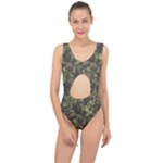 Green Camouflage Military Army Pattern Center Cut Out Swimsuit
