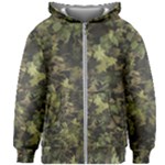 Green Camouflage Military Army Pattern Kids  Zipper Hoodie Without Drawstring