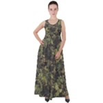 Green Camouflage Military Army Pattern Empire Waist Velour Maxi Dress