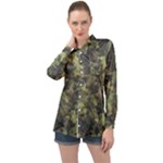 Green Camouflage Military Army Pattern Long Sleeve Satin Shirt