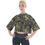 Green Camouflage Military Army Pattern Mock Neck T-Shirt