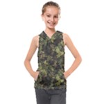Green Camouflage Military Army Pattern Kids  Sleeveless Hoodie