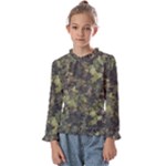 Green Camouflage Military Army Pattern Kids  Frill Detail T-Shirt