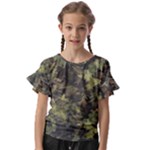 Green Camouflage Military Army Pattern Kids  Cut Out Flutter Sleeves