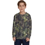 Green Camouflage Military Army Pattern Kids  Crewneck Sweatshirt