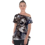 Woman in Space Off Shoulder Tie-Up T-Shirt