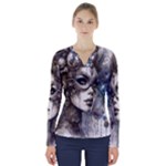 Woman in Space V-Neck Long Sleeve Top