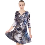 Woman in Space Quarter Sleeve Front Wrap Dress